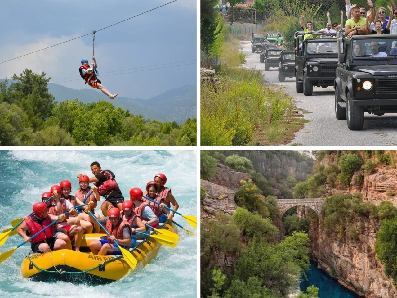 Rafting + Zipline + Jeep + Köprülü Kanyon