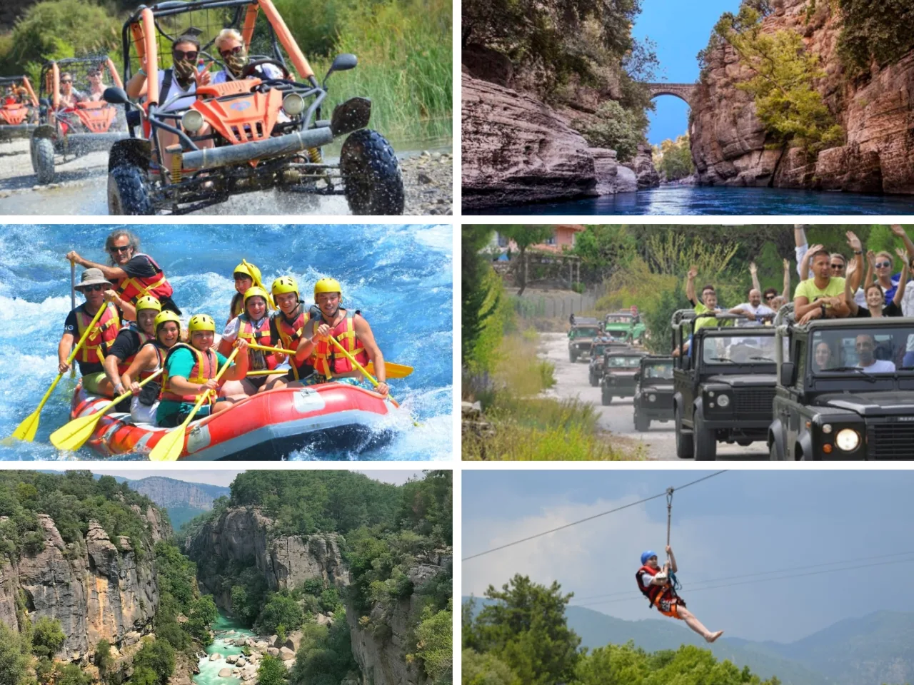 Rafting + Buggy + Zipline + Jeep + Köprülü Kanyon